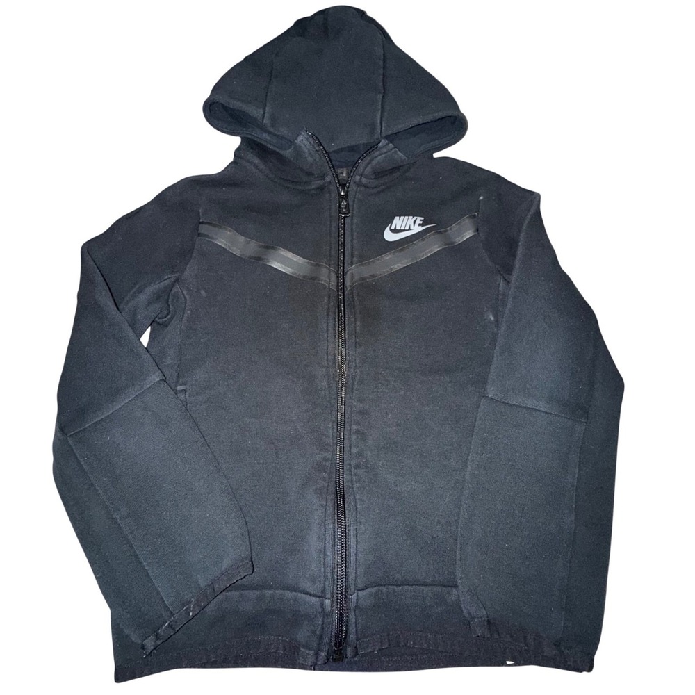 Nike Tech‎ Fleece Full Zip Hoodie Black Athletic Sporty Kids Size L 6-7 Years